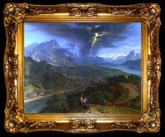 framed  jean-francois millet Mountain Landscape with Lightning., ta009-2